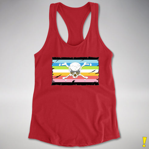 Queer Pride Pirate Flag Racerback Tank - Red